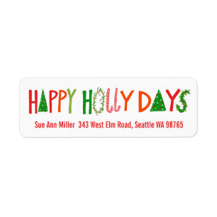 Etiqueta DÍAS FELICES DE HOLLY Fiesta de Navidad DIRECCIÓN