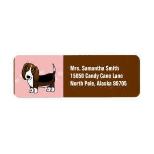 Etiqueta Dibujo animado lindo de Basset Hound - Brown