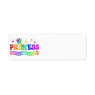 Etiqueta Dibujo animado lindo de corona de princesa arcoíri