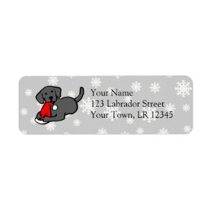 Etiqueta Dibujo animado negro de Labradors del navidad