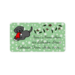 Etiqueta Dibujo animado negro del navidad de Labrador