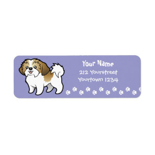 Etiqueta Dibujo animado Shih Tzu (perrito cortado)