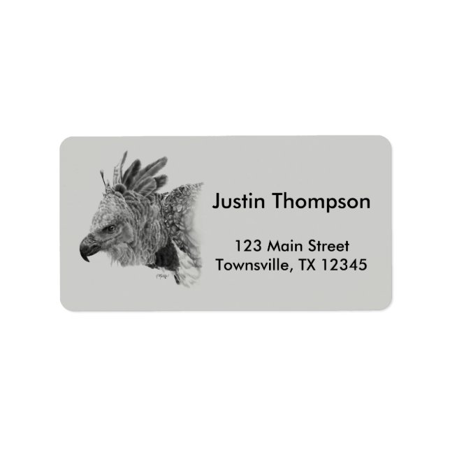 Etiqueta Dibujo de águila arpía (Frente)