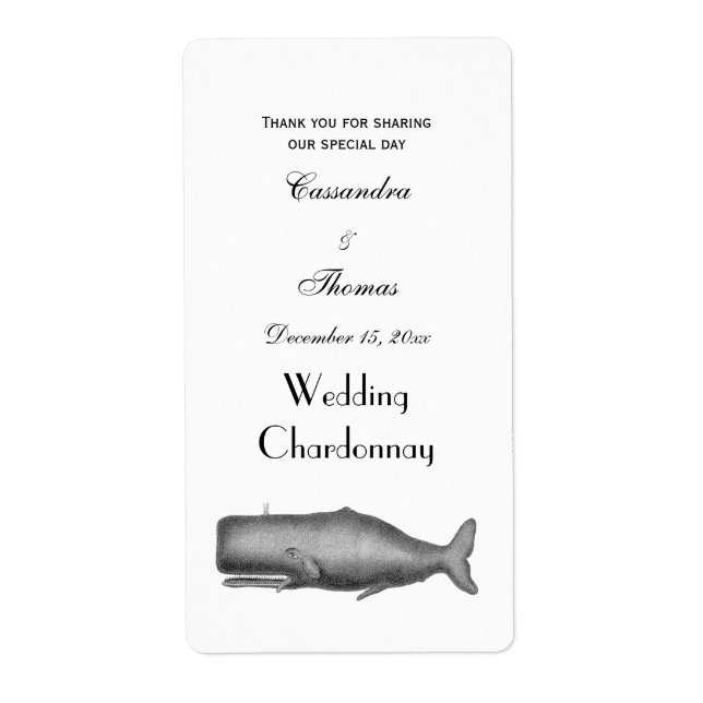 Etiqueta Dibujo de ballenas del siglo XIX (Frente)