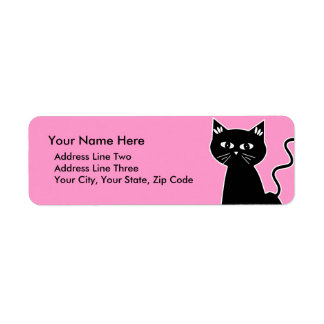 Etiqueta Dibujo de Personalizado de gato negro retro