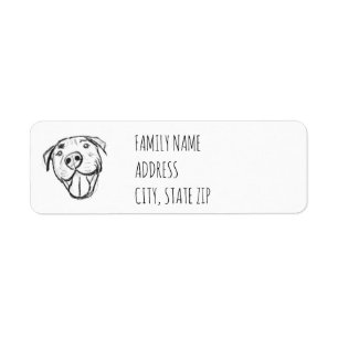 Etiqueta dibujo de pitbull simple amantes de perros blanco 