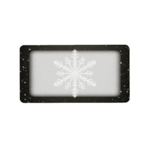 Etiqueta Dibujo de tiza blanco del copo de nieve del