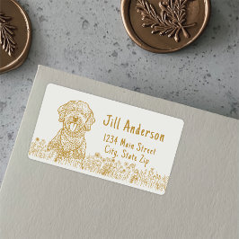 Etiqueta Dibujo manual personalizado de perro goldendoodle