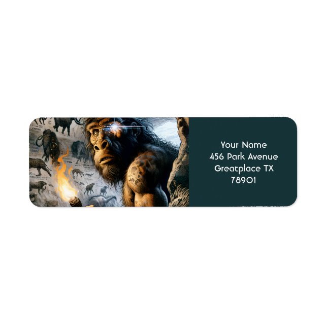 Etiqueta Dibujos de hombre prehistórico lindo (Frente)