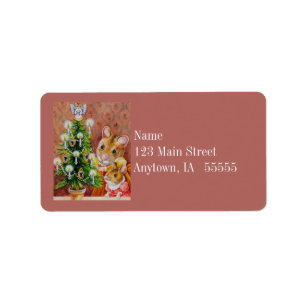 Etiqueta Dickens Christmas Tree Trimming Mouse Art
