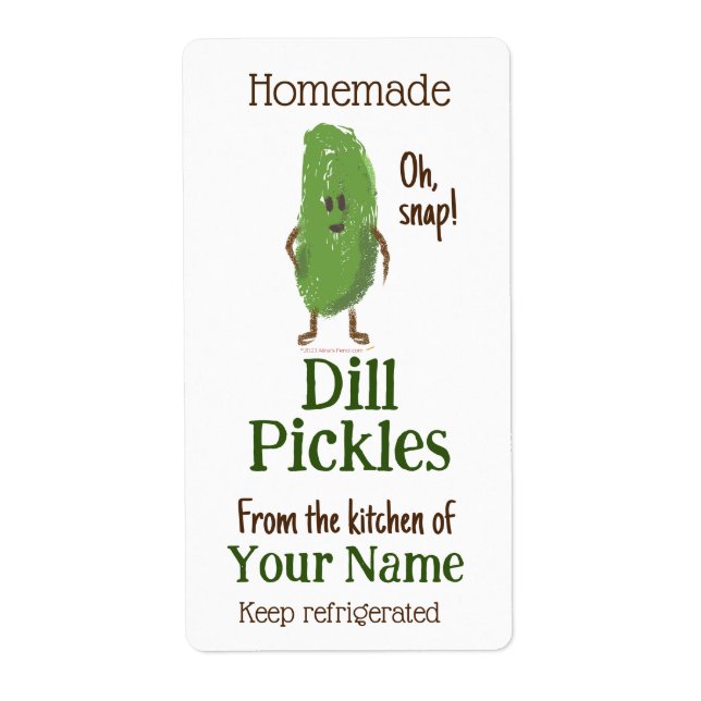 Etiqueta Dill Pickles caseras pepino personalizado (Frente)