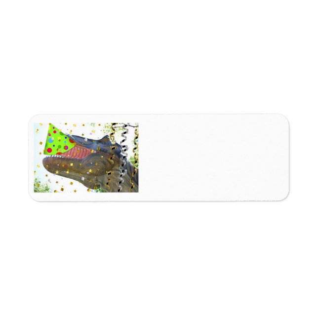 Etiqueta Dinosaurio animal de fiesta de cumpleaños (Frente)