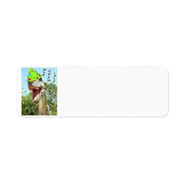 Etiqueta Dinosaurio animal de fiesta de cumpleaños (Frente)