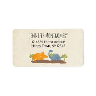 Etiqueta Dinosaurios Cutos Vida Silvestre Prehistórica