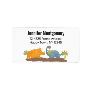 Etiqueta Dinosaurios Cutos Vida Silvestre Prehistórica