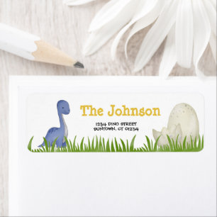 Etiqueta Dinosaurios Fiesta color de agua amarillo violeta