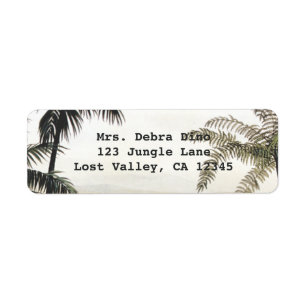 Etiqueta Dinosaurios vintage, Amargasaurus con Palmeras