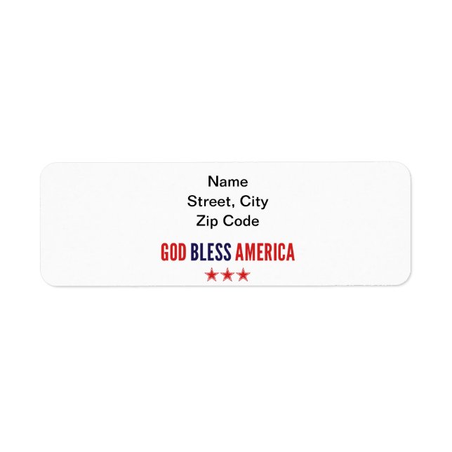 Etiqueta Dios bendiga a Estados Unidos (Frente)
