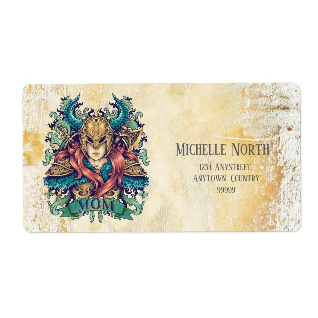 Etiqueta Diosa guerrera, mamá ID500 (Frente)