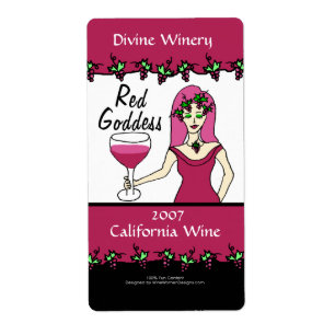 Etiqueta Diosa vinícola Diosa Roja Personalizado Faux Wine 