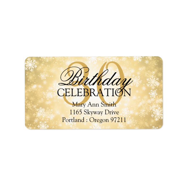 Etiqueta Dirección 30th Gold Winter Wonderland (Frente)