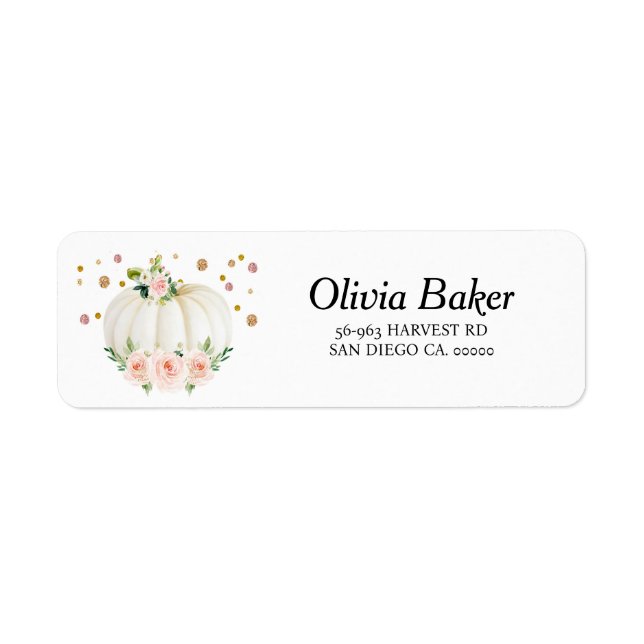 Etiqueta Dirección Baby Shower de calabaza (Frente)