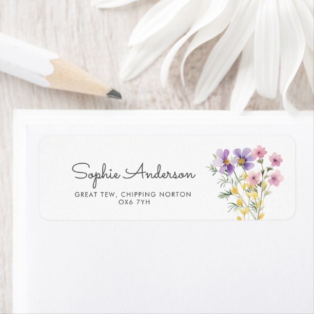 Etiqueta Dirección Baby Shower de Wildflowers (In situ)