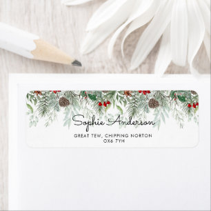 Etiqueta Dirección Baby Shower de Winter Evergreen Pine