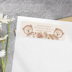 Etiqueta Dirección Baby Shower neutra de género de los geme