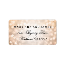 Etiqueta Dirección boda Luces de Purpurina de cobre