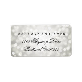 Etiqueta Dirección boda Luces Purpurinas Plateadas