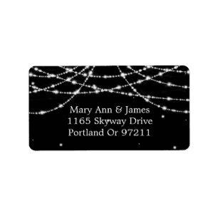 Etiqueta Dirección boda Sparkling String Black
