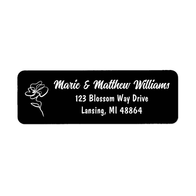 Etiqueta Dirección clásica y moderna de Boda gótico negro (Frente)