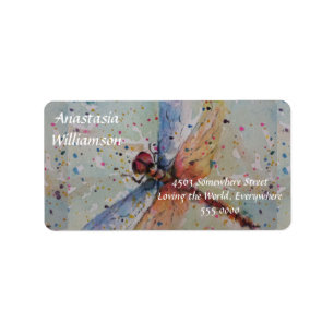 ETIQUETA DIRECCIÓN COLORIDA DE LA LIBÉLULA DEL