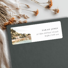 Etiqueta Dirección de acuarela del río Verona Adige