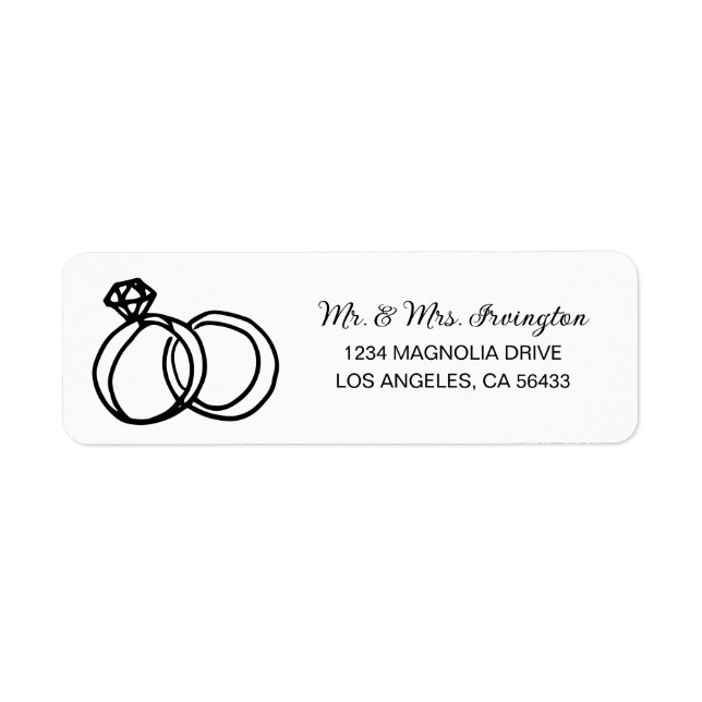 Etiqueta Dirección de anillos de boda (Frente)