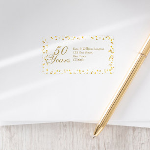 Etiqueta Dirección de aniversario de bodas de oro con coraz