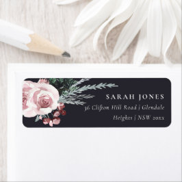 ETIQUETA DIRECCIÓN DE AÑO NUEVO DE HOLLY BERRY, ROSA DE RUB