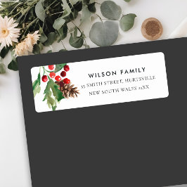 ETIQUETA DIRECCIÓN DE AÑO NUEVO DE RED GREEN HOLLY BERRY PI