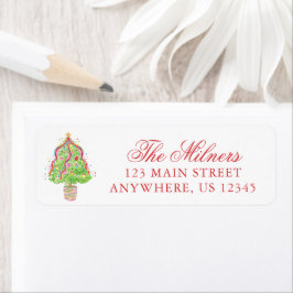 Etiqueta Dirección de árboles navideños acuarela confetti