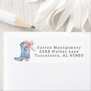 Etiqueta Dirección de arranque de Chinoiserie Preppy Cowgir