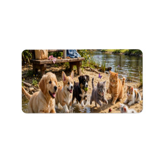 Etiqueta Dirección de aventura junto al río de cachorros y