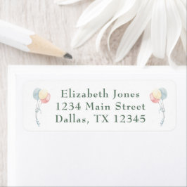 Etiqueta Dirección de Baby Shower Cute Dinosaur Watercolor