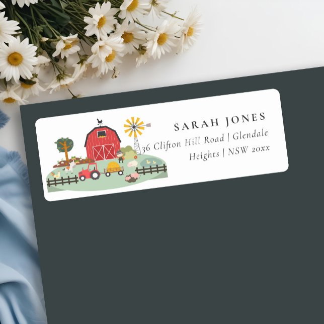 Etiqueta Dirección de Baby Shower de animales de granja de  (Subido por el creador)