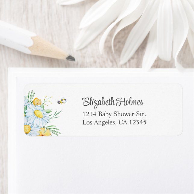 Etiqueta Dirección de Baby Shower de Honey Bee Chamomile Da (In situ)
