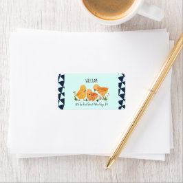 Etiqueta Dirección de Baby Shower de la familia de pollos a