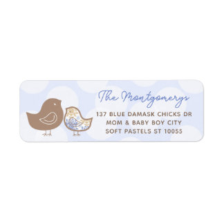 Etiqueta Dirección de Baby Shower de Pollitos en Azul Paste