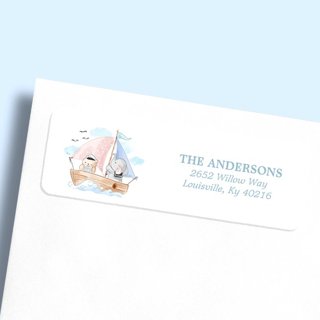 Etiqueta Dirección de Baby Shower del elefante náutico (Subido por el creador)