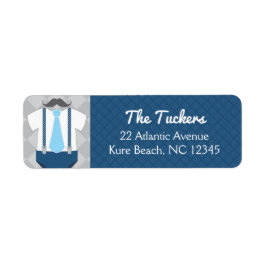 Etiqueta Dirección de Baby Shower gris azul de la Marina de