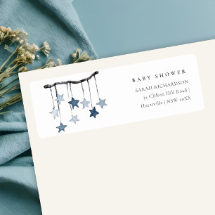 Etiqueta Dirección de Baby Shower móvil de estrella azul si